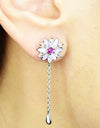 Platinum & Rhodium Plated Pink and Purple Enamel Flower 925 Sterling Silver Earrings w/ Cubic Zirconia and Corundum by Mc9vn |Gift for Her|