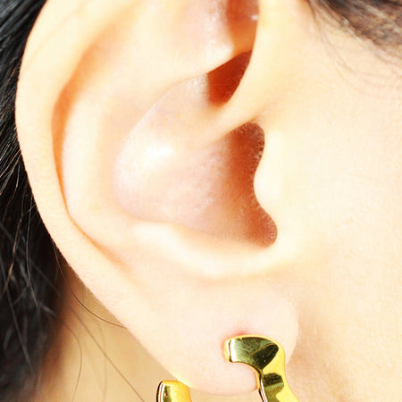 14K Gold Plated 925 Sterling Silver Tribal Wave Stud Earrings