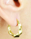 925 Sterling Silver Hoop Earrings 14K Gold Plated Tribal Twisted Matt Finished