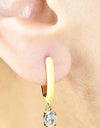 14K Gold Plated Blue Pink Yellow Enamel Dangling 925 Sterling Silver Hoop Cubic Zirconia Earrings