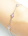 Platinum Plated 925 Sterling Silver Chain Bracelet with Color Cubic Zirconia