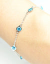 Platinum Plated 925 Sterling Silver Chain Bracelet with Color Cubic Zirconia