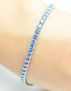 925 Sterling Silver Platinum Plated Tennis Bracelet with Color Cubic Zirconia