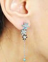 925 Sterling Silver Platinum Plated Snow Flake Flower Earrings with Baby Blue Nano Gem Cubic Zirconia by Mc9vn | Gift for Her | Ship from US