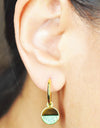 14K Gold or Platinum Plated Enamel Round Dangling Medallion 925 Sterling Silver Earrings