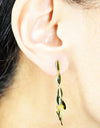 14K Gold Plated Dangling Chandelier Leaf Motif 925 Sterling Silver Earrings