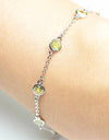 Platinum Plated 925 Sterling Silver Chain Bracelet with Color Cubic Zirconia