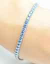 925 Sterling Silver Platinum Plated Tennis Bracelet with Color Cubic Zirconia