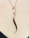 14K Rose Gold Plated Wavy 925 Sterling Silver Pendant Chain Necklace with Cubic Zirconia