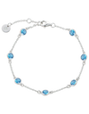 Platinum Plated 925 Sterling Silver Chain Bracelet with Color Cubic Zirconia