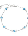 Platinum Plated 925 Sterling Silver Chain Bracelet with Color Cubic Zirconia