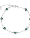 Platinum Plated 925 Sterling Silver Chain Bracelet with Color Cubic Zirconia