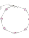 Platinum Plated 925 Sterling Silver Chain Bracelet with Color Cubic Zirconia