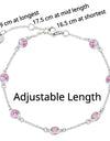 Platinum Plated 925 Sterling Silver Chain Bracelet with Color Cubic Zirconia