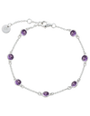 Platinum Plated 925 Sterling Silver Chain Bracelet with Color Cubic Zirconia