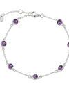 Platinum Plated 925 Sterling Silver Chain Bracelet with Color Cubic Zirconia