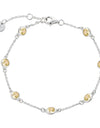 Platinum Plated 925 Sterling Silver Chain Bracelet with Color Cubic Zirconia