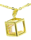 14K Yellow Gold Plated 925 Sterling Silver Open Cube Charm Adjustable Bracelet w/ Pink Cubic Zirconia by Mc9vn |Gift for Her | Ship from US|