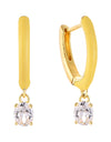 14K Gold Plated Blue Pink Yellow Enamel Dangling 925 Sterling Silver Hoop Cubic Zirconia Earrings