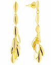 14K Gold Plated Dangling Chandelier Leaf Motif 925 Sterling Silver Earrings