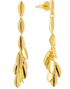 14K Gold Plated Dangling Chandelier Leaf Motif 925 Sterling Silver Earrings