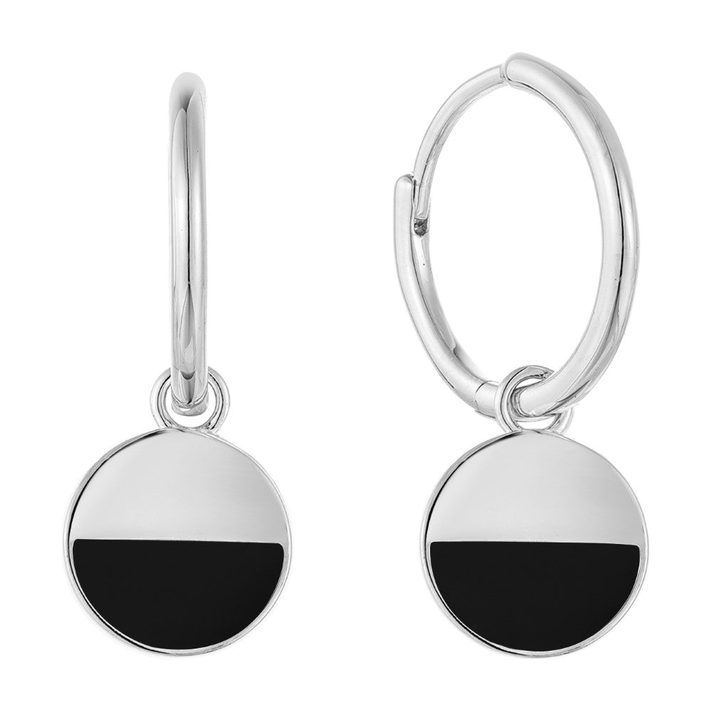 14K Gold or Platinum Plated Enamel Round Dangling Medallion 925 Sterling Silver Earrings