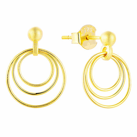 14K Gold Plated 925 Sterling Silver Round Circles Earrings