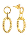 925 Sterling Silver 14K Gold Plated Oval Twisted Rope Earrings