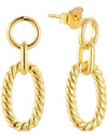 925 Sterling Silver 14K Gold Plated Oval Twisted Rope Earrings