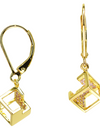 14K Yellow Gold Plated 925 Sterling Silver Open Cube Earrings with Pink Cubic Zirconia by Mc9vn | Gift for Her | Ship from US |