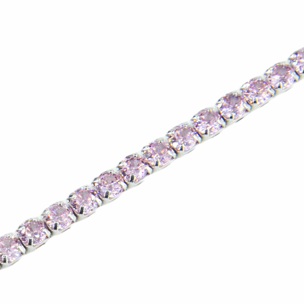 925 Sterling Silver Platinum Plated Tennis Bracelet with Color Cubic Zirconia