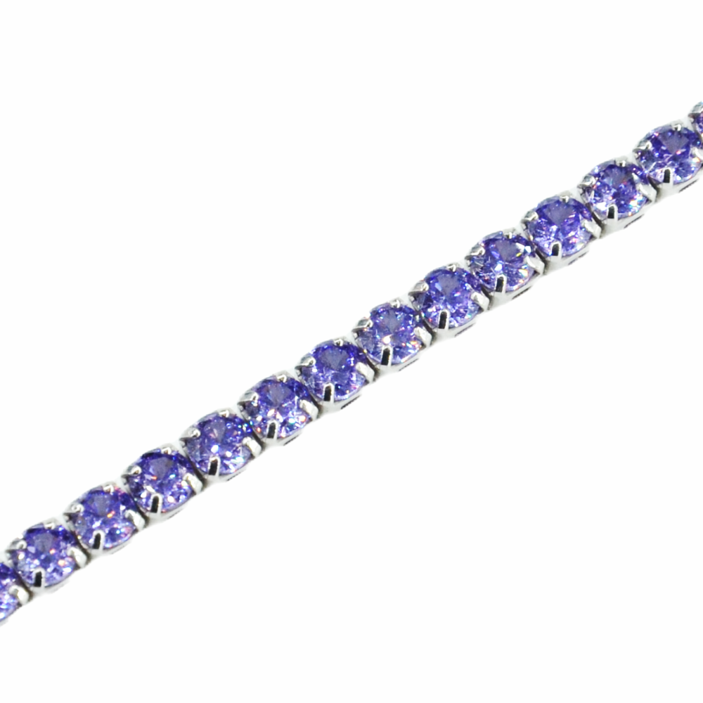 925 Sterling Silver Platinum Plated Tennis Bracelet with Color Cubic Zirconia