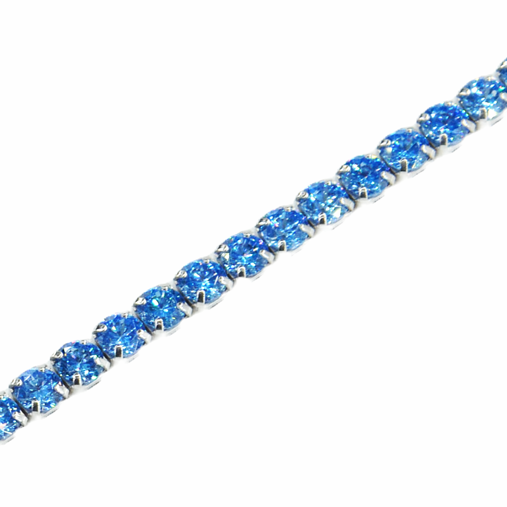 925 Sterling Silver Platinum Plated Tennis Bracelet with Color Cubic Zirconia