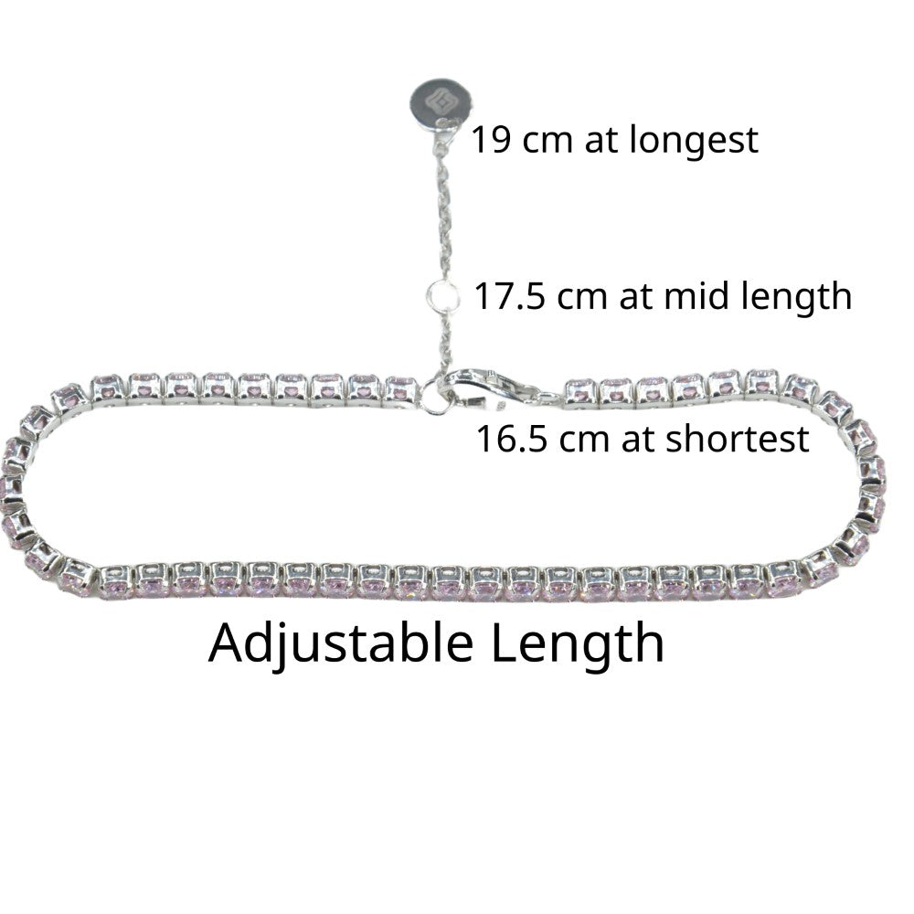 925 Sterling Silver Platinum Plated Tennis Bracelet with Color Cubic Zirconia