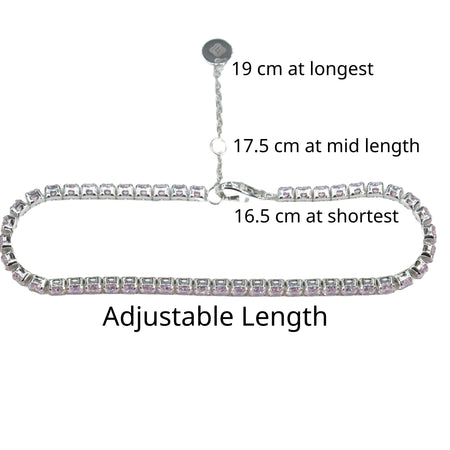 925 Sterling Silver Platinum Plated Tennis Bracelet with Color Cubic Zirconia