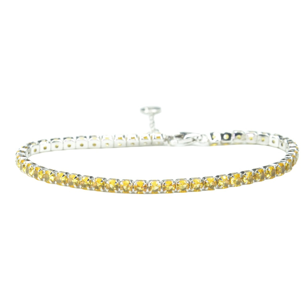 925 Sterling Silver Platinum Plated Tennis Bracelet with Color Cubic Zirconia