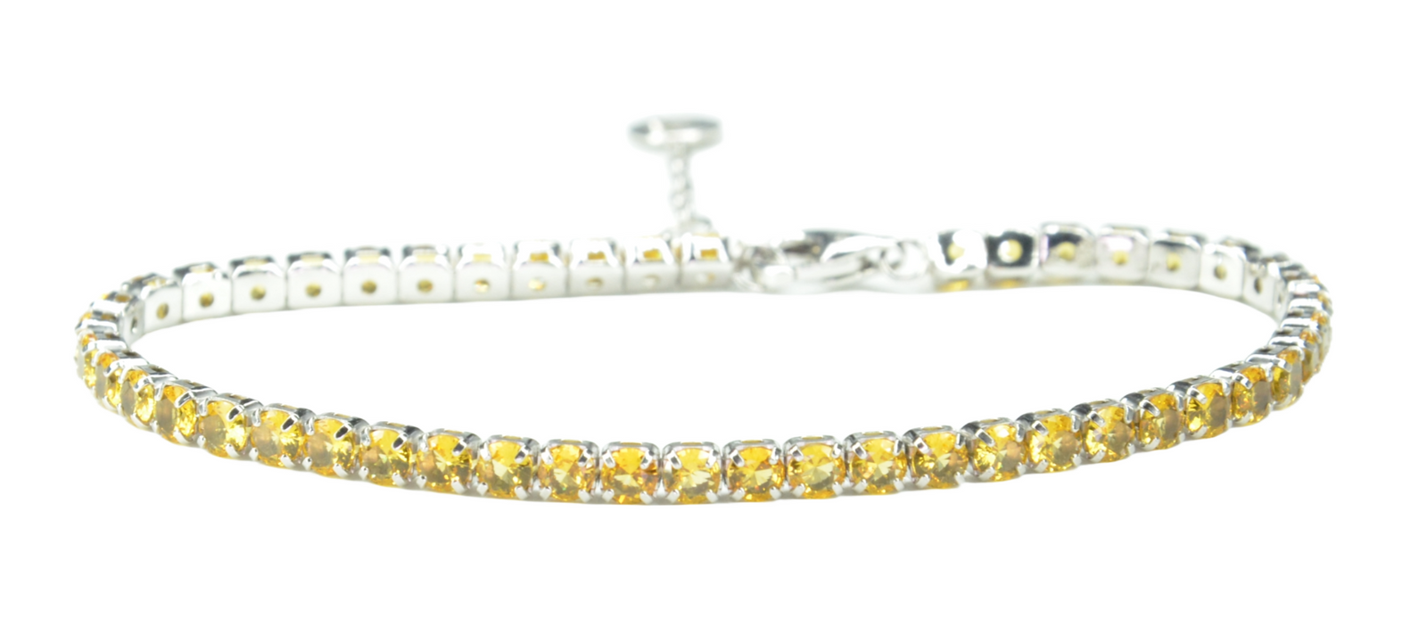 925 Sterling Silver Platinum Plated Tennis Bracelet with Color Cubic Zirconia