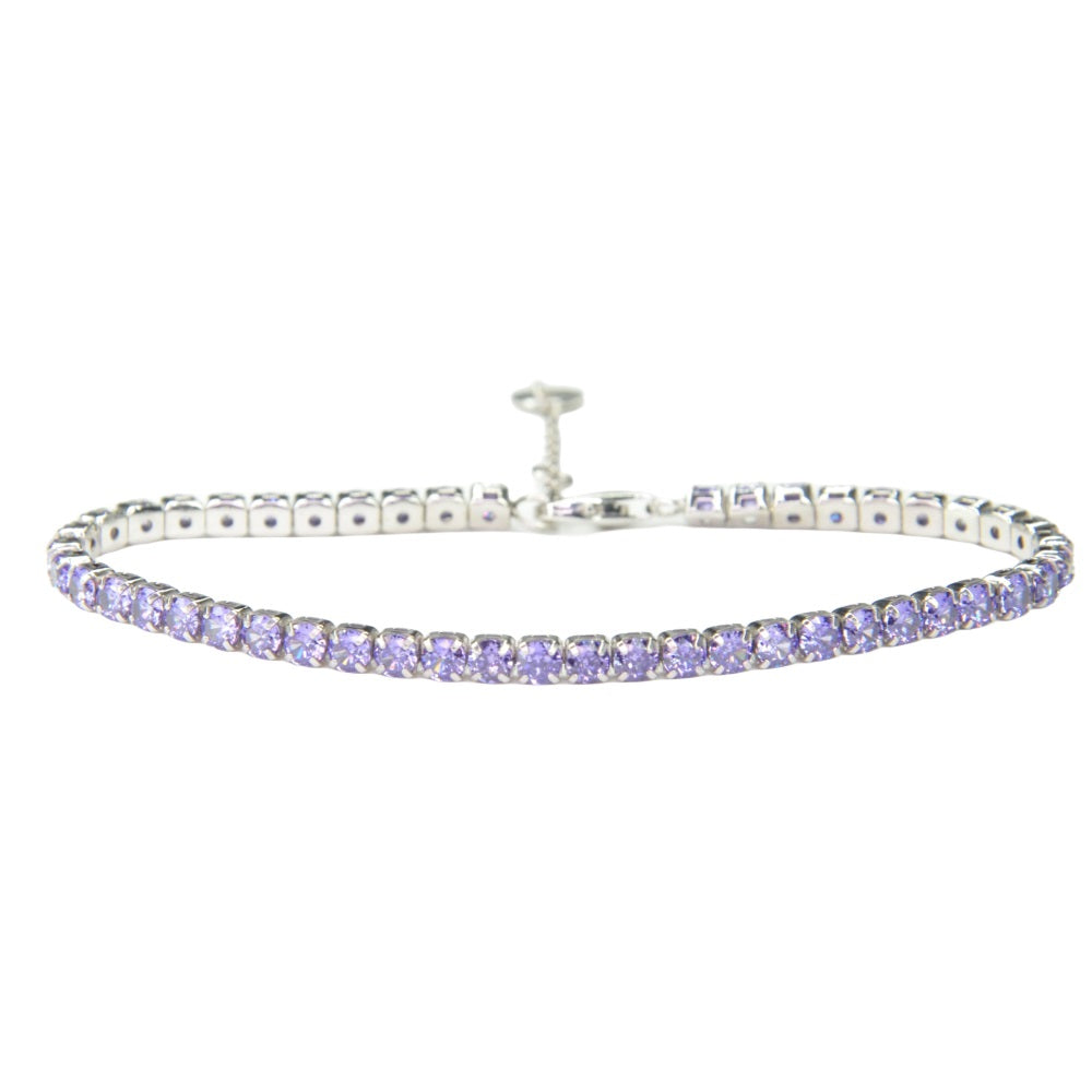 925 Sterling Silver Platinum Plated Tennis Bracelet with Color Cubic Zirconia