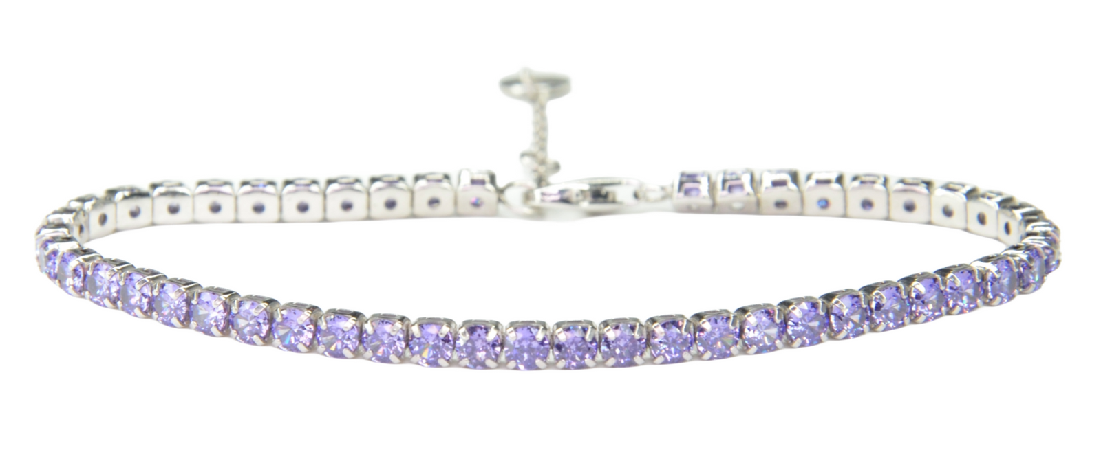 925 Sterling Silver Platinum Plated Tennis Bracelet with Color Cubic Zirconia