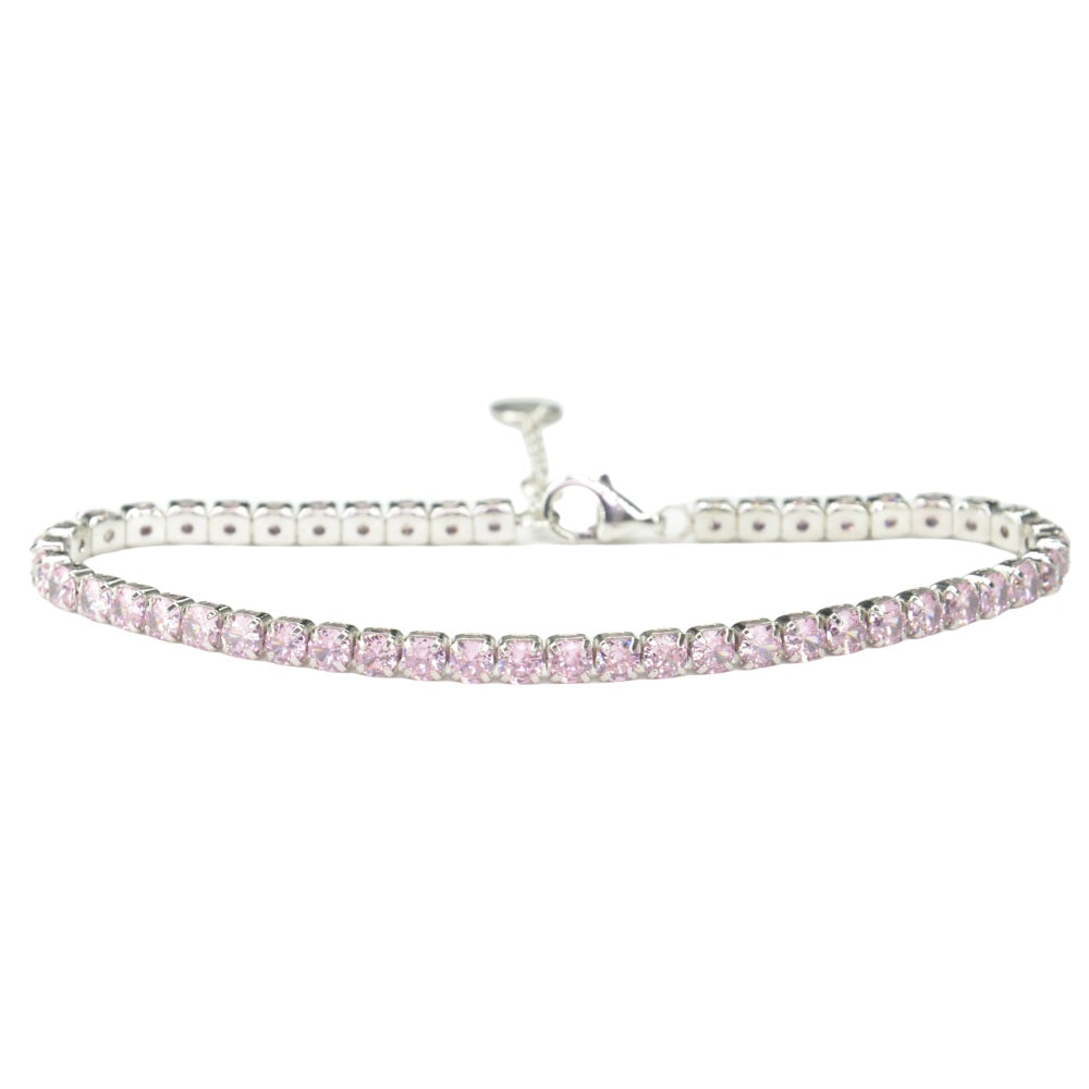 925 Sterling Silver Platinum Plated Tennis Bracelet with Color Cubic Zirconia