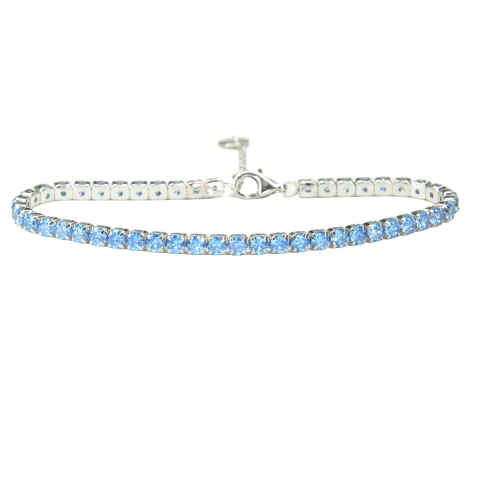 925 Sterling Silver Platinum Plated Tennis Bracelet with Color Cubic Zirconia