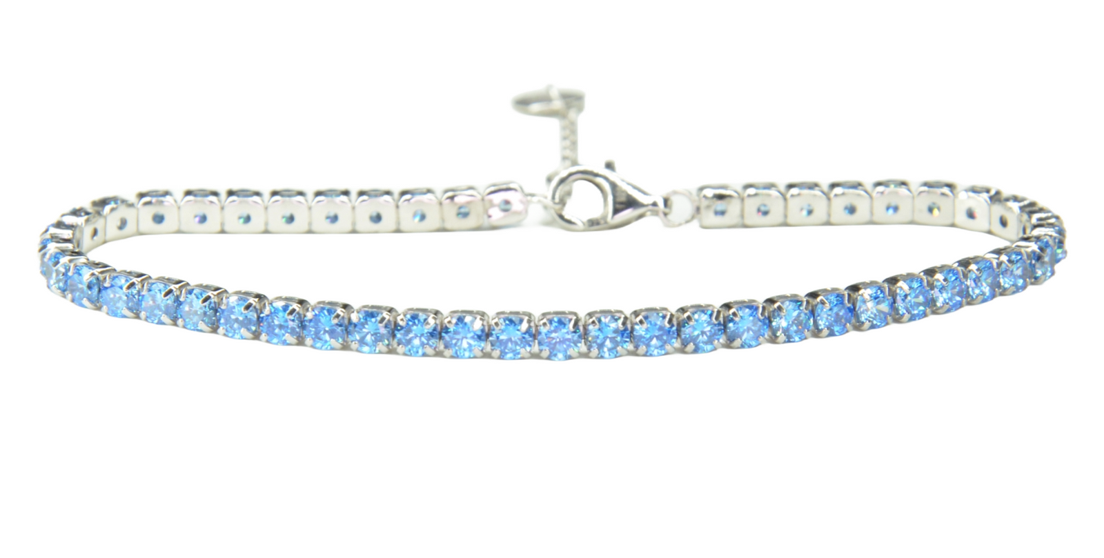 925 Sterling Silver Platinum Plated Tennis Bracelet with Color Cubic Zirconia