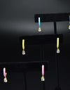 14K Gold Plated Blue Pink Yellow Enamel Dangling 925 Sterling Silver Hoop Cubic Zirconia Earrings