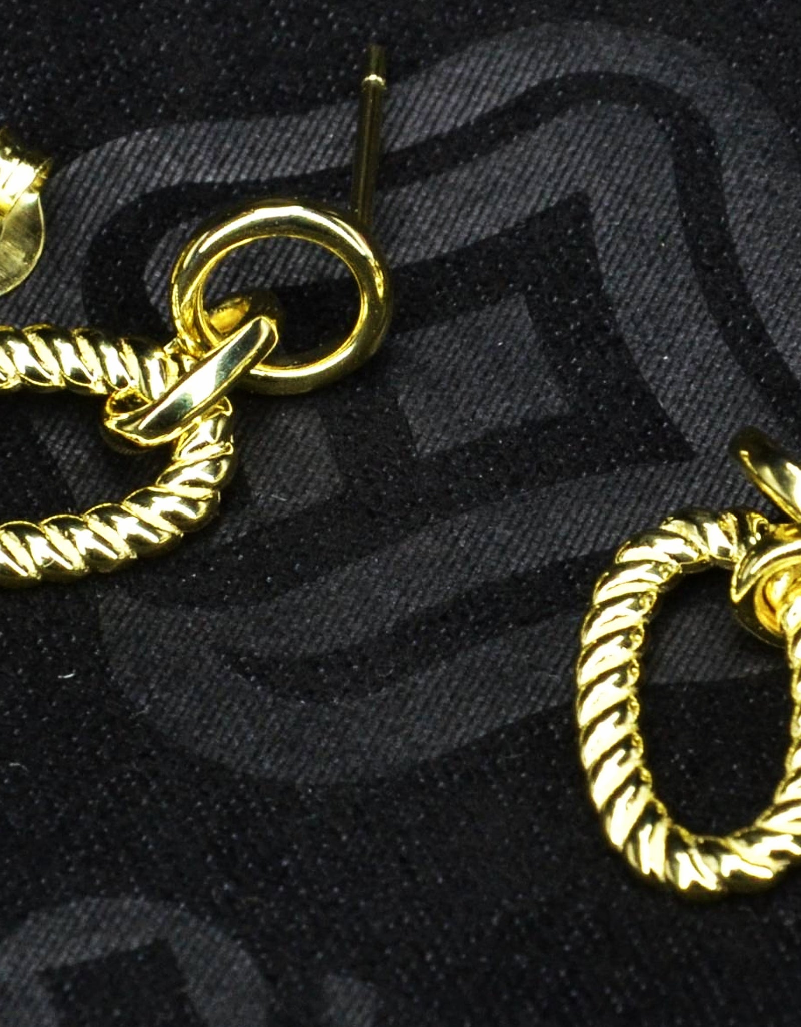 925 Sterling Silver 14K Gold Plated Oval Twisted Rope Earrings