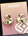 14K Gold Plated 925 Sterling Silver Tribal Wave Stud Earrings