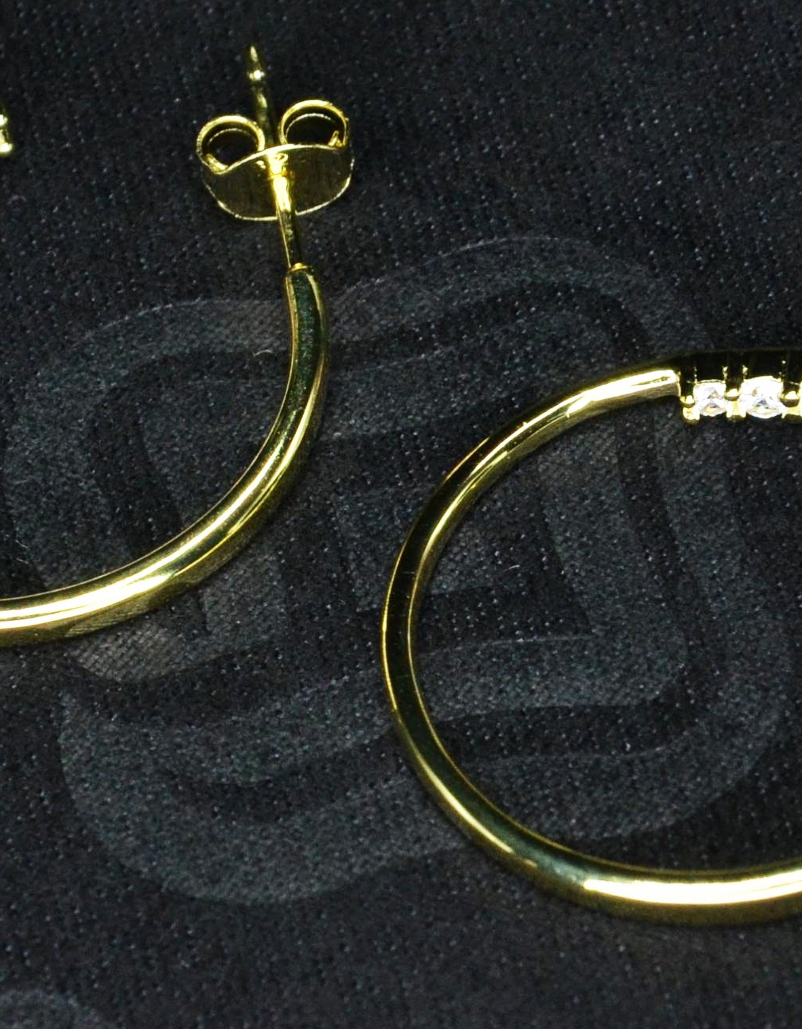 925 Sterling Silver 14K Gold Plated Open Hoop Earrings with Cubic Zirconia