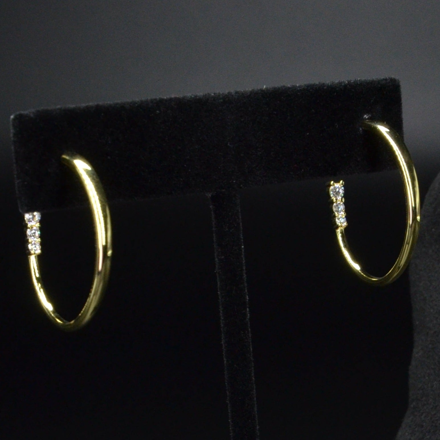 925 Sterling Silver 14K Gold Plated Open Hoop Earrings with Cubic Zirconia