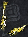 14K Gold Plated Dangling Chandelier Leaf Motif 925 Sterling Silver Earrings