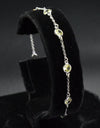 Platinum Plated 925 Sterling Silver Chain Bracelet with Color Cubic Zirconia