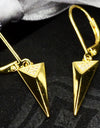 925 Sterling 14K Yellow Gold Plated Dangling Triangle Pyramid Silver Earrings  with Cubic Zirconia by Mc9vn | Gift for Her | Ship from US |